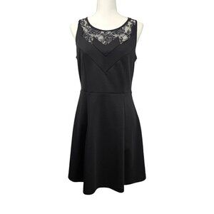 Attention Sleeveless Lace Floral Black Mini Dress NEW